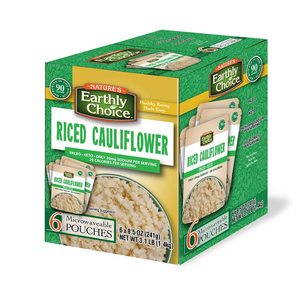 Nature’s Earthly Choice Riced Cauliflower 2 Pack of 6 Pouches, 8 oz Each Pouch